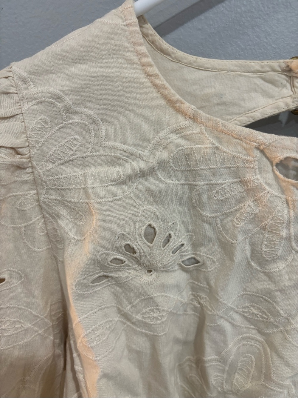Cleobella cream eyelet open back blouse top boho bohemian hippie cottagecore L - Picture 8 of 10